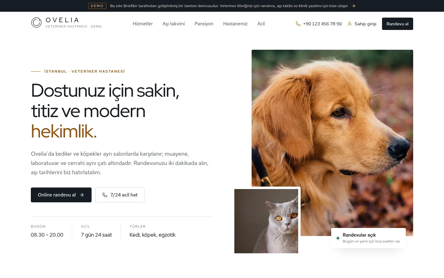 Veteriner Klinik Yazılımı — Demo — masaüstü görünüm