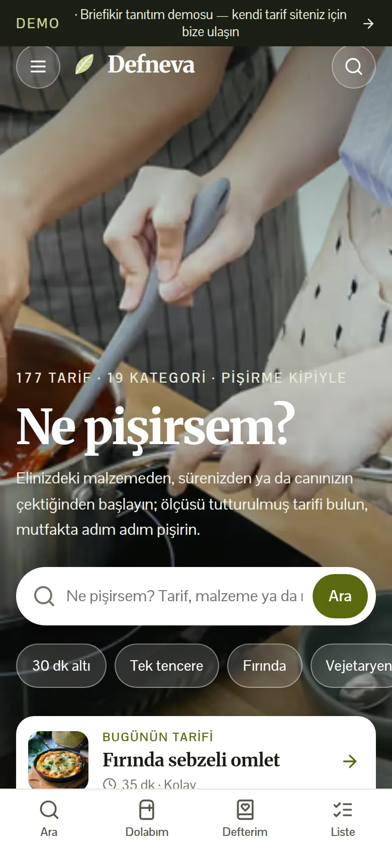 Yemek Tarifleri Sitesi + Tarif Yayın Paneli — mobil görünüm