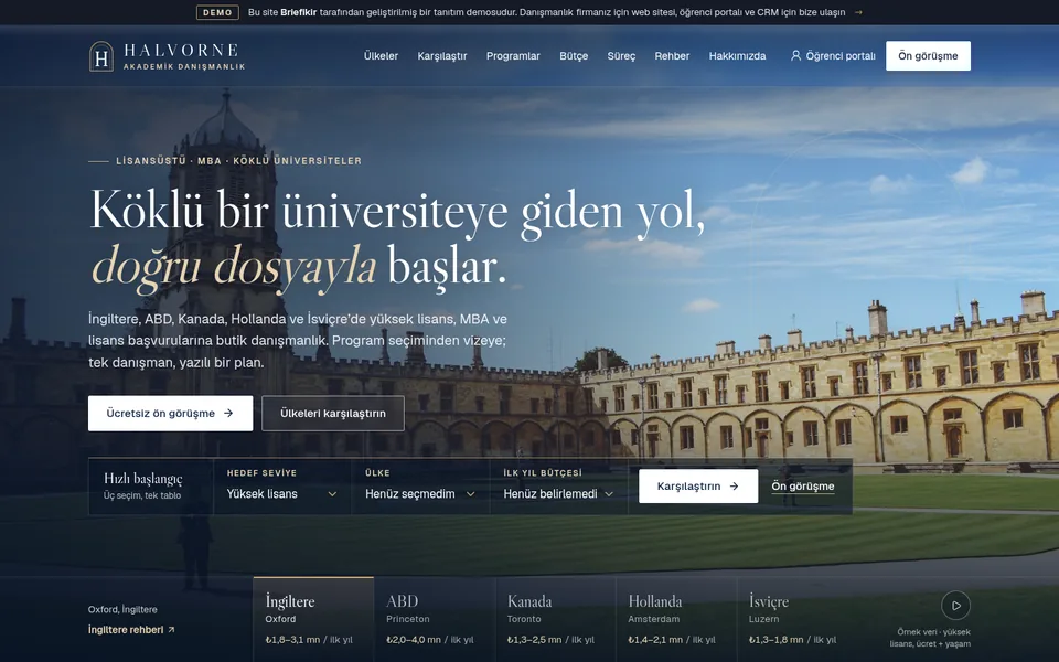 Yurtdışı Eğitim Danışmanlığı Yazılımı — masaüstü görünüm