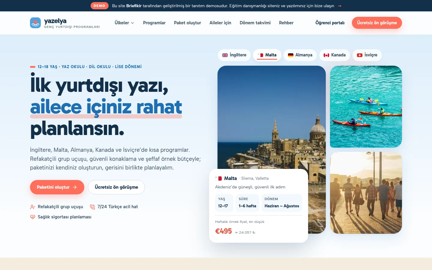 Yurtdışı Eğitim Danışmanlığı Yazılımı — Demo — masaüstü görünüm