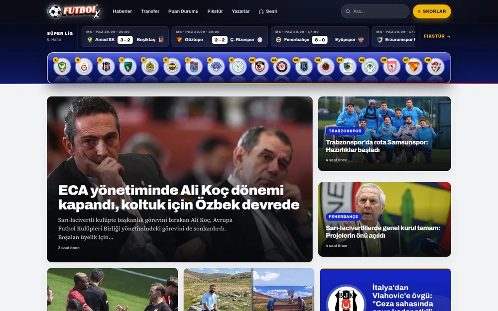 FutbolX — Canlı Skorlu, Sesli Haberli Futbol Haber Portalı