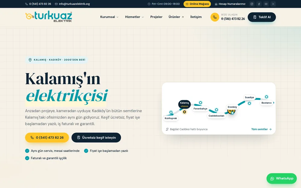 Turkuaz Elektrik .org — Kadıköy’ün Semtlerine Odaklı “Semt Ustası” Elektrikçi Sitesi