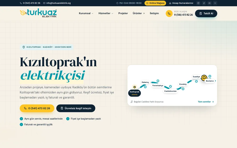 Turkuaz Elektrik .org web sitesi ekran görüntüsü