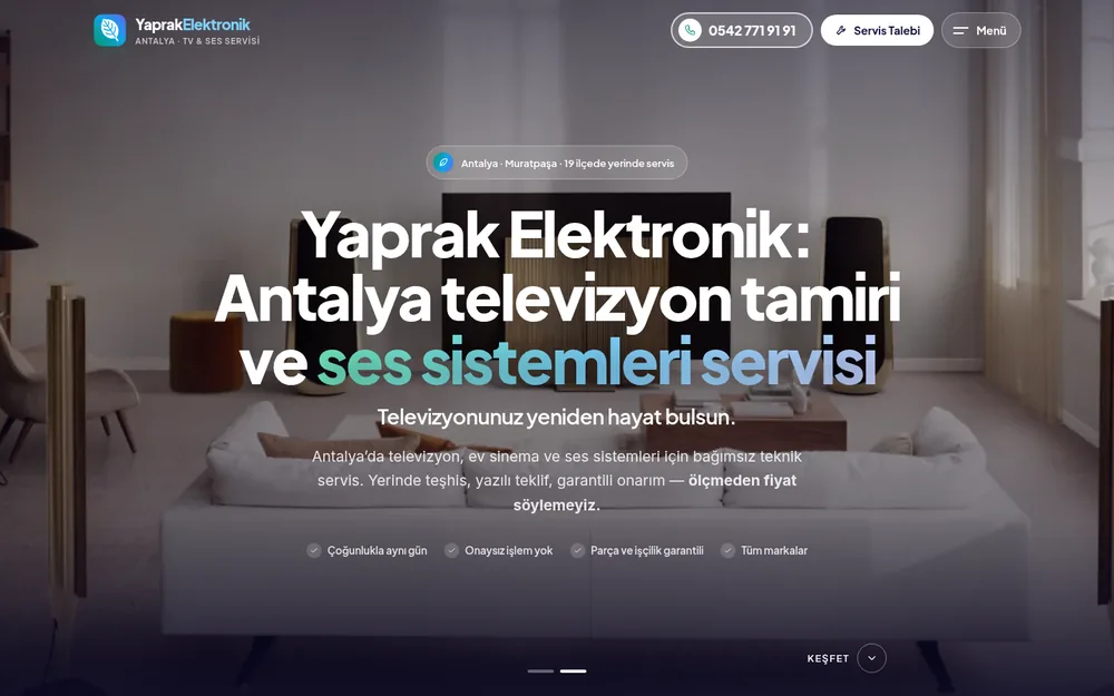 Yaprak Elektronik — Sinematik Karşılamalı Televizyon ve Ses Servisi Sitesi
